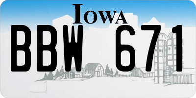 IA license plate BBW671