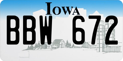 IA license plate BBW672
