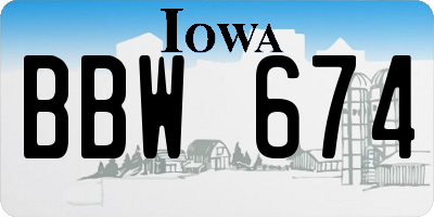 IA license plate BBW674