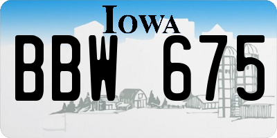 IA license plate BBW675