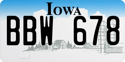 IA license plate BBW678