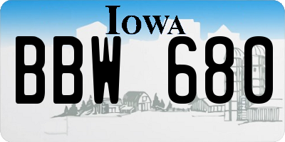 IA license plate BBW680