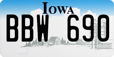 IA license plate BBW690