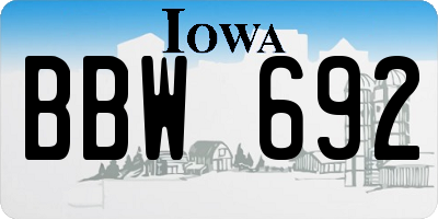 IA license plate BBW692