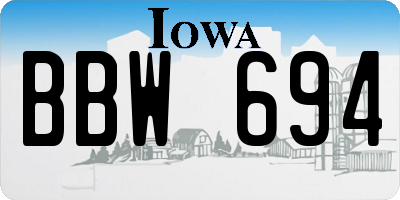 IA license plate BBW694