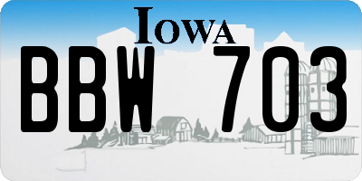 IA license plate BBW703