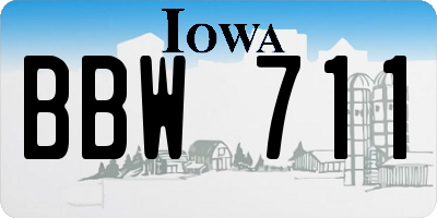 IA license plate BBW711