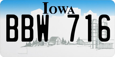 IA license plate BBW716