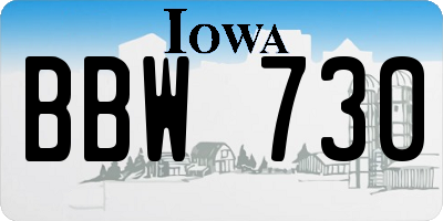 IA license plate BBW730