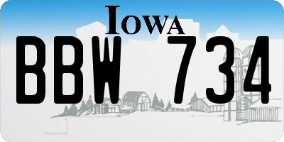 IA license plate BBW734