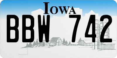 IA license plate BBW742