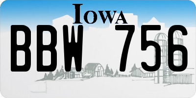 IA license plate BBW756