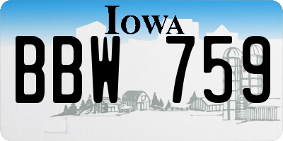 IA license plate BBW759