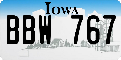 IA license plate BBW767