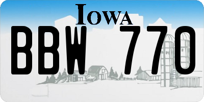 IA license plate BBW770