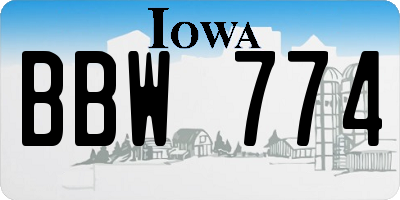 IA license plate BBW774