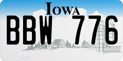 IA license plate BBW776