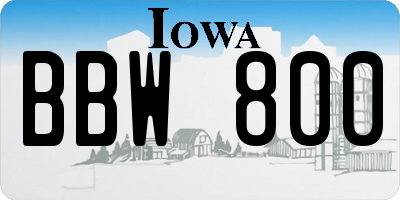 IA license plate BBW800