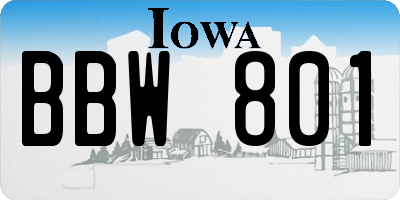 IA license plate BBW801