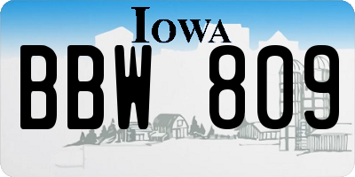 IA license plate BBW809
