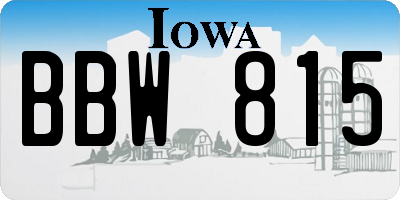 IA license plate BBW815