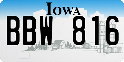 IA license plate BBW816