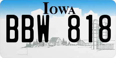 IA license plate BBW818