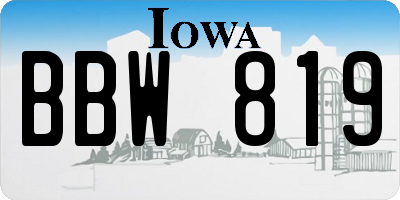 IA license plate BBW819