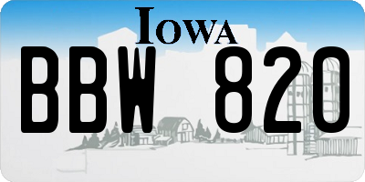 IA license plate BBW820