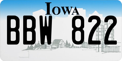 IA license plate BBW822