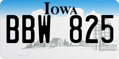 IA license plate BBW825