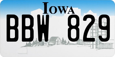 IA license plate BBW829