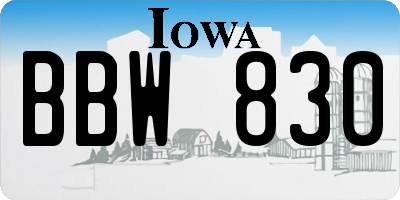 IA license plate BBW830