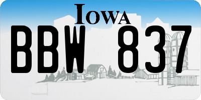IA license plate BBW837