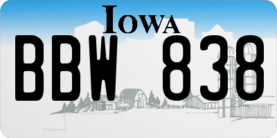 IA license plate BBW838