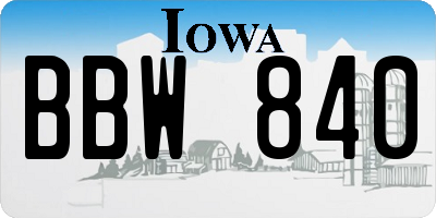 IA license plate BBW840