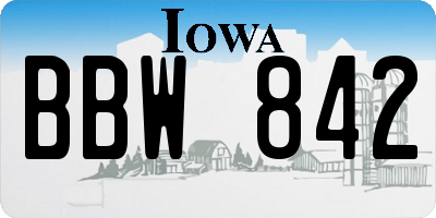 IA license plate BBW842