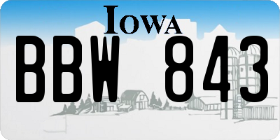 IA license plate BBW843