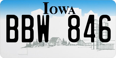 IA license plate BBW846