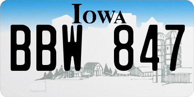 IA license plate BBW847