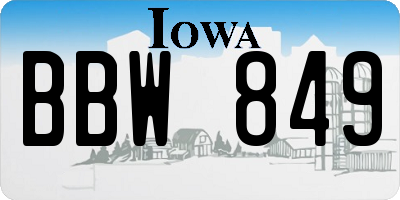 IA license plate BBW849