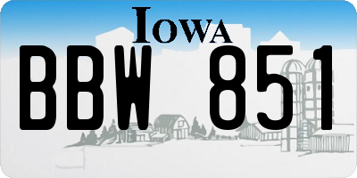 IA license plate BBW851