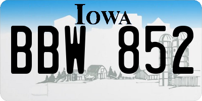 IA license plate BBW852