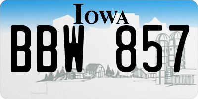IA license plate BBW857