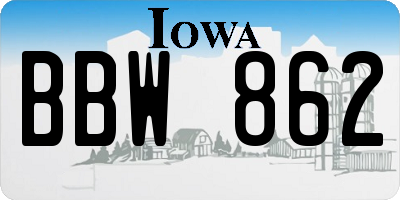 IA license plate BBW862