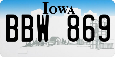 IA license plate BBW869