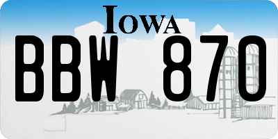IA license plate BBW870