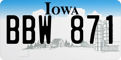 IA license plate BBW871
