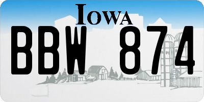 IA license plate BBW874
