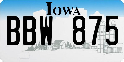 IA license plate BBW875